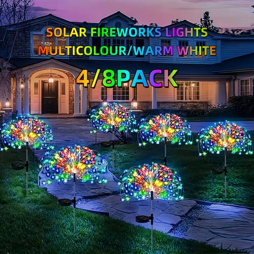 8pcs outdoor solar light 480 640 led outdoor fireworks light 8 lighting outdoor waterproof suitable for christmas yard wedding garden decoration revival holiday diy decoration lawn solar light outdoor waterproof 4pcs 240 320led