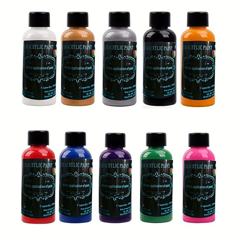 Image of Acrylic Casting Paint 10pcs 100ml Bottle Packaging Fluid Acrylic Pigment For Art Pigment Colors, Coating, For Art Supplies Used For Casting Canvas Glass, Paper