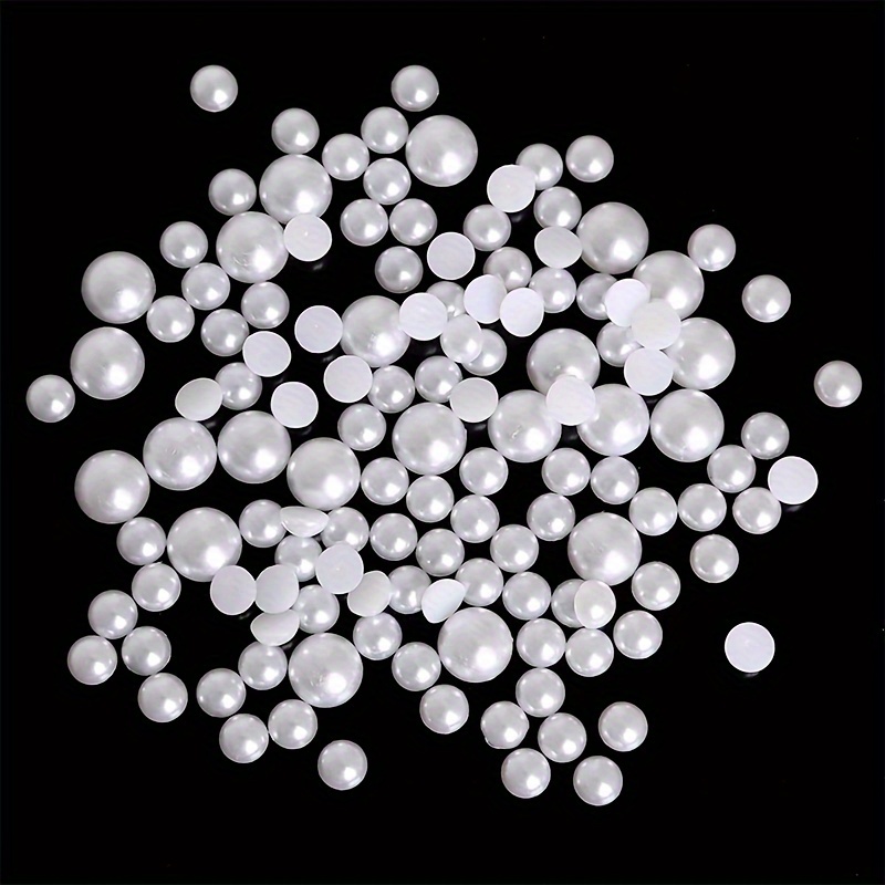 

50-1500pcs Semi-circular Acrylic White/milky White Faux Pearl Beads, 4mm-14mm, Flat Back, For Diy Headwear/manicure/phone Case Decor, Art & Craft Supplies, Jewelry Making Accessories