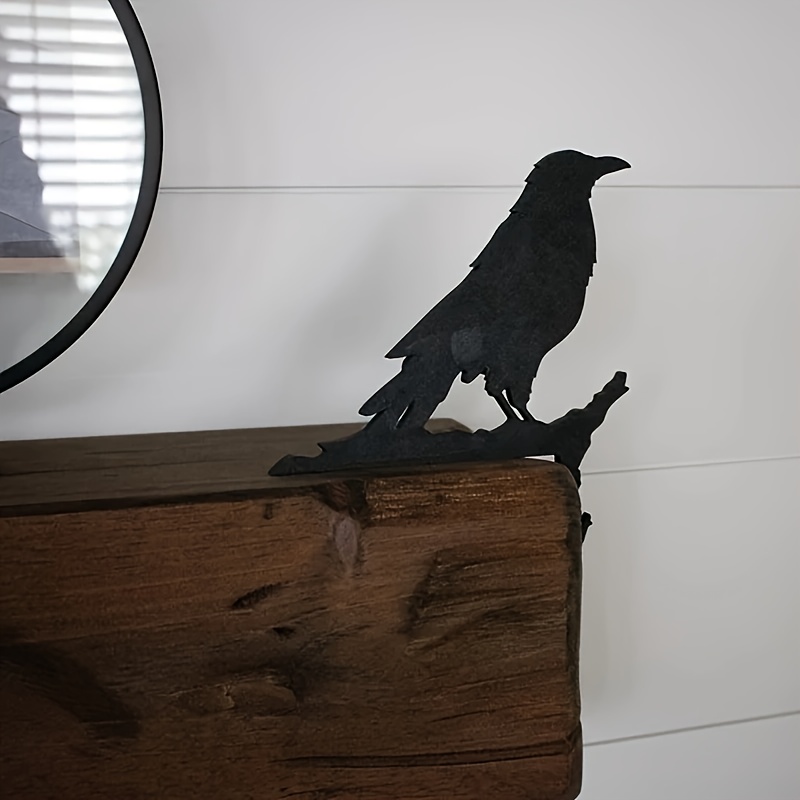 

1pc Contemporary Black Silhouette Door Topper, Glittering Wooden Crow Art, Reusable Animal Decor, Irregular Shape, No Electricity Needed, Ideal For Housewarming, Easter, Halloween Decorations