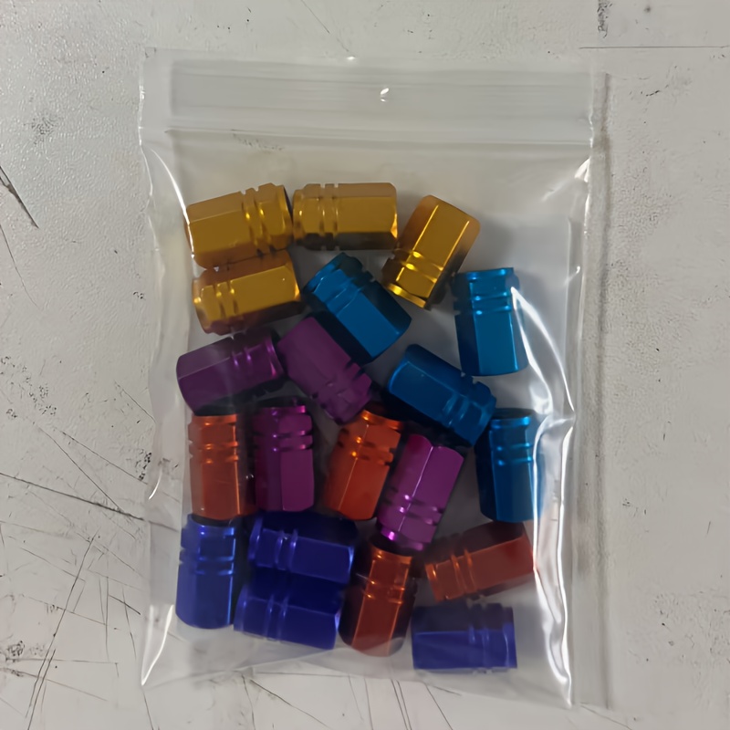 20-pack Aluminum Alloy Valve Caps For Cars, Bikes, And Motorcycles | Durable Tire In Red, Blue, Black, Golden, Silvery - Applicable