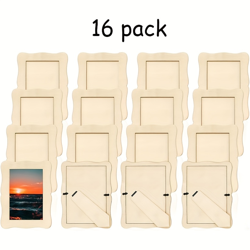 TEMU 16 6-inch Wavy Wooden Diy Handmade Photo Frames