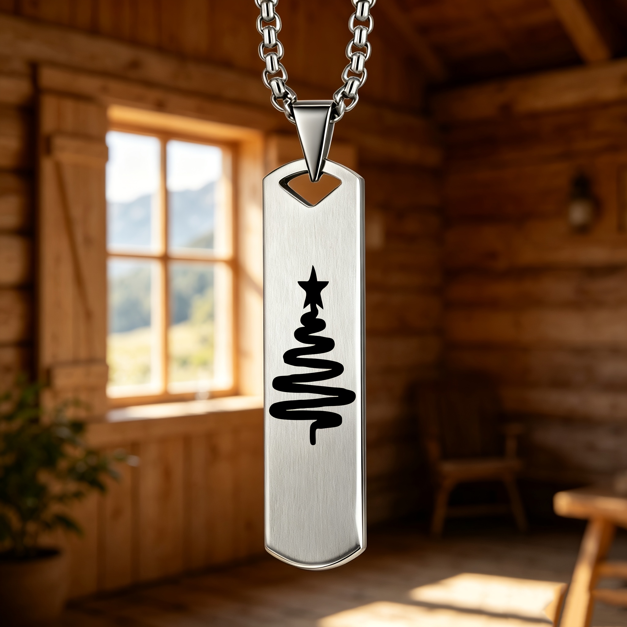 Spiral Star Christmas Tree Pendant Necklace, Retro Accessory