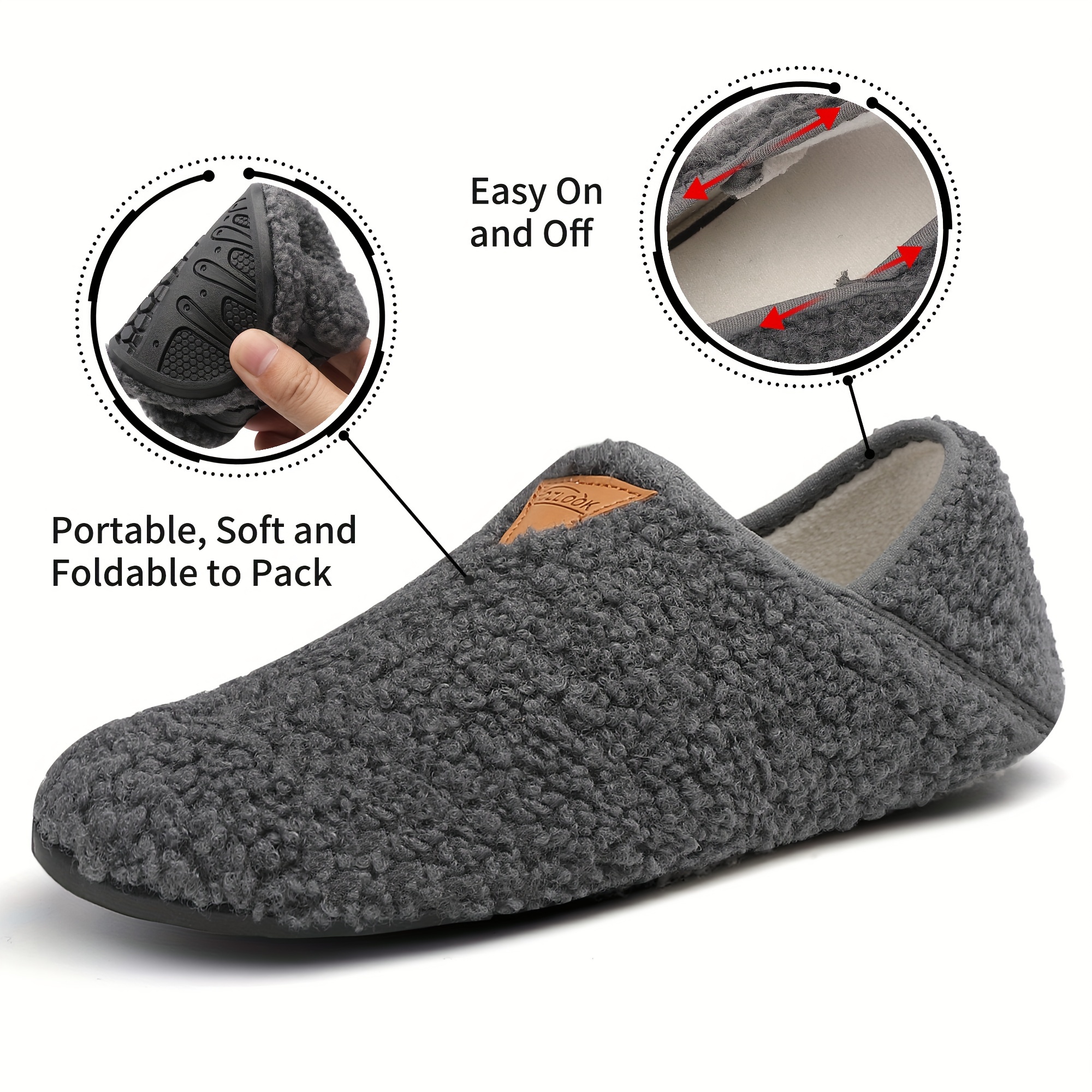 Women's Cozy Plush Slip-on Slippers With Non-slip Rubber Sole, Indoor ...