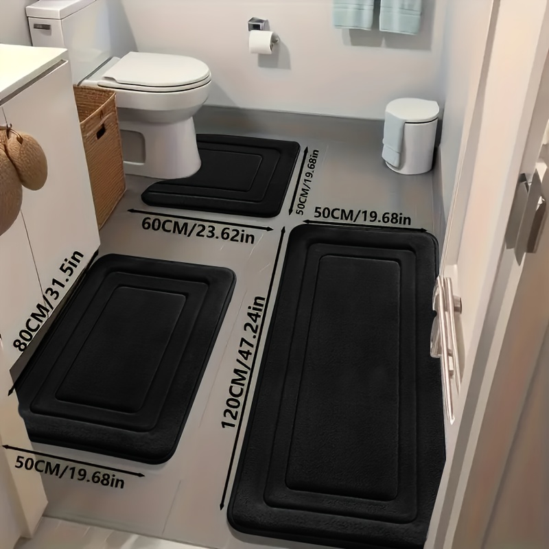 3pcs Bathroom Mat Set | Coral Fleece, Comfort Standing Mat with U... product image 10