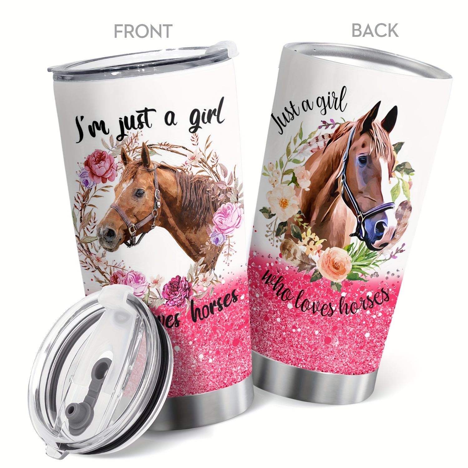 

Horse Insulated Stainless Steel With Lid - Double Vacuum Coffee Mug For Home, Office, And Travel - Reusable & Hand Wash Only