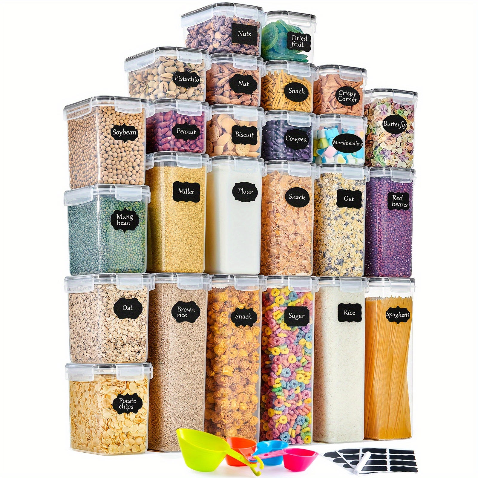 

1.6L Boite de Rangement Cuisine Lot de 10, Bocaux Hermetiques Alimentaires en Plastique Scellée avec Couvercle, pour Stocker Les Cereales, Pâtes, Farine, Rose + Noir