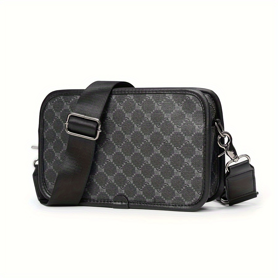 TEMU Checkerboard Style Camera Bag, Fashionable Small Slant Shoulder Bag For Men, Causal Crossbody Bag