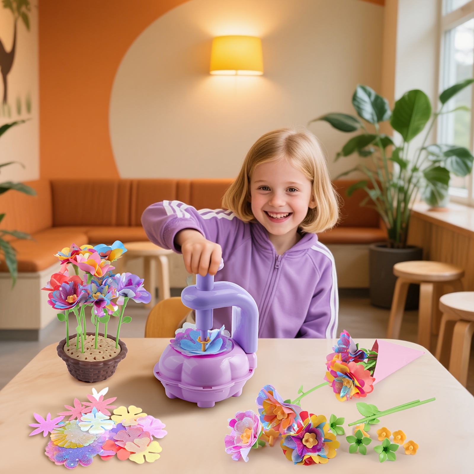 Fabric Flower Bouquets Toys, DIY Craft Kits Toys For Kids - Flower Market Toy, Build Your Flower Bouquet, Arts & Crafts For 4 5 6 7 8 Year Girl, Educational Activity Preschool B-Day Gifts