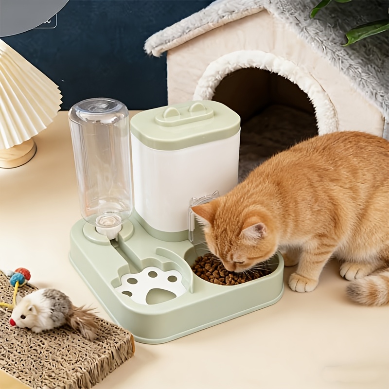 Smart Pet Feeder And Water Dispenser Set, Easy Assembly, Suitable for Cats And Small Dogs, Blue, Pink, Gray, Green, Yellow Available, Transparent/White 2 Specifications Available, Ideal Gift for Relatives, Friends, Colleagues, Non-Electric