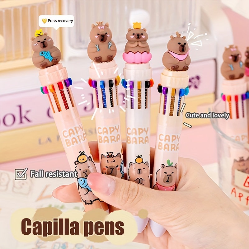 30pcs capybara retractable ballpoint pens 0 5mm fine tip assorted colors cute cartoon design with colorful ink for   and art supplies office stationery   design vibrant colors Product details 0