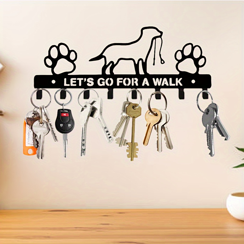 

Metal Dog Leash And Key Holder For Wall - Let' For A Walk Decorative Wall Mount Key Hook Rack - Outdoor Holiday Decorations, No Electricity Needed, , For Keys, Coats, Hats, And Towels