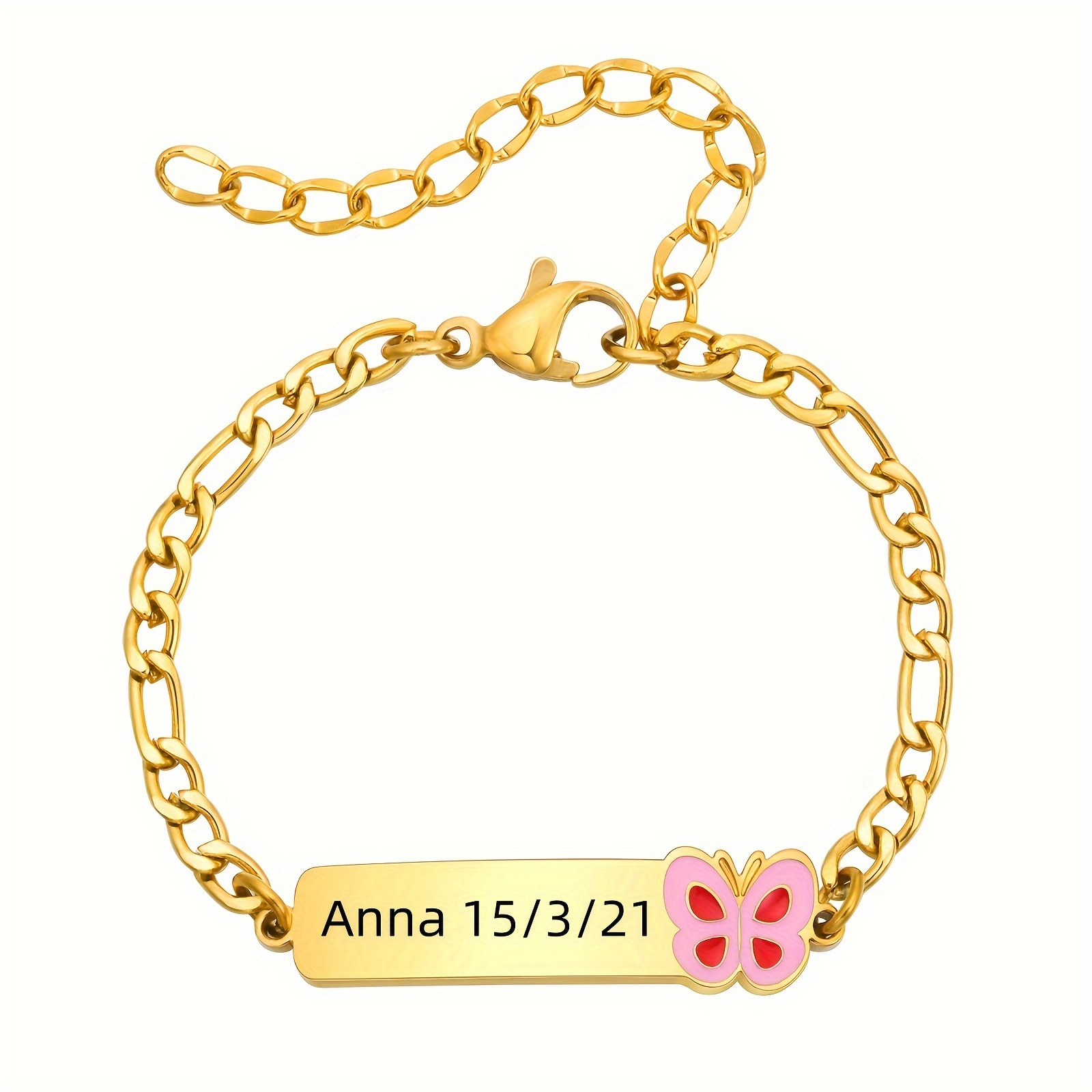 

1pc Custom Engraved Stainless Steel Bracelet With Charm For Girls, Cute Personalized Name And Date Jewelry, Ideal Christmas And Holiday Gift