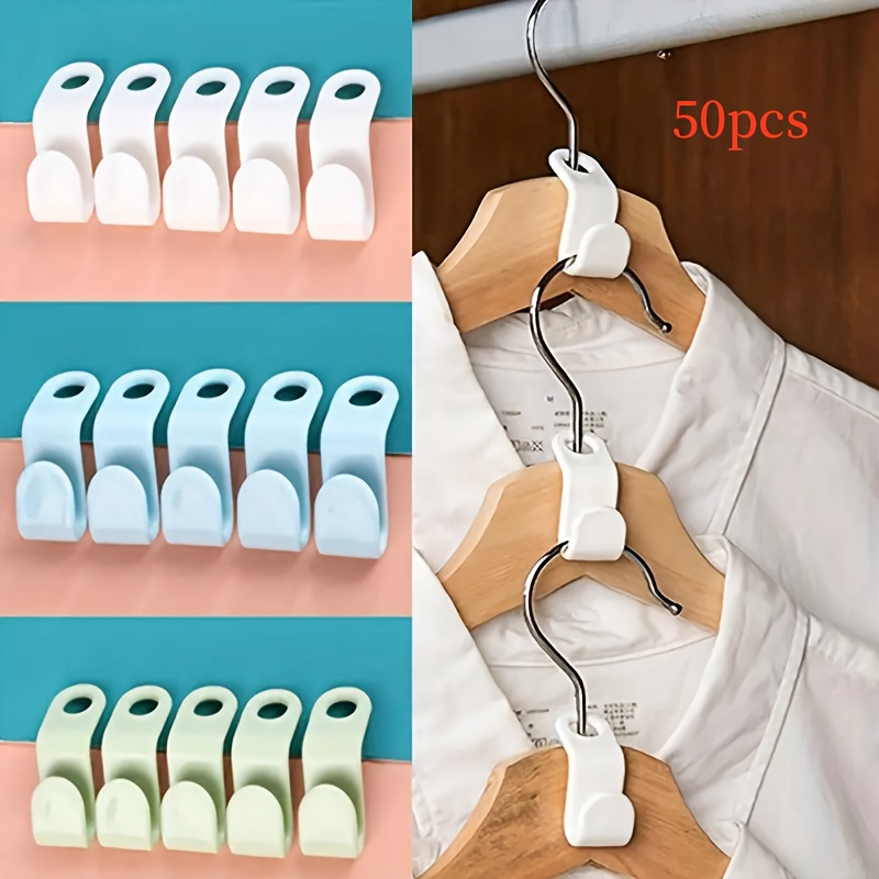 Image of 50pcs Multicolor Plastic Wardrobe Hook Connectors – Space- Clothes Hangers For Efficient Storage And Organization (assorted Colors, ), Hangers For Clothes