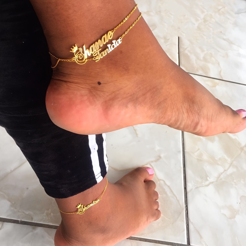 custom princess name anklet personalized golden Temu Mauritius