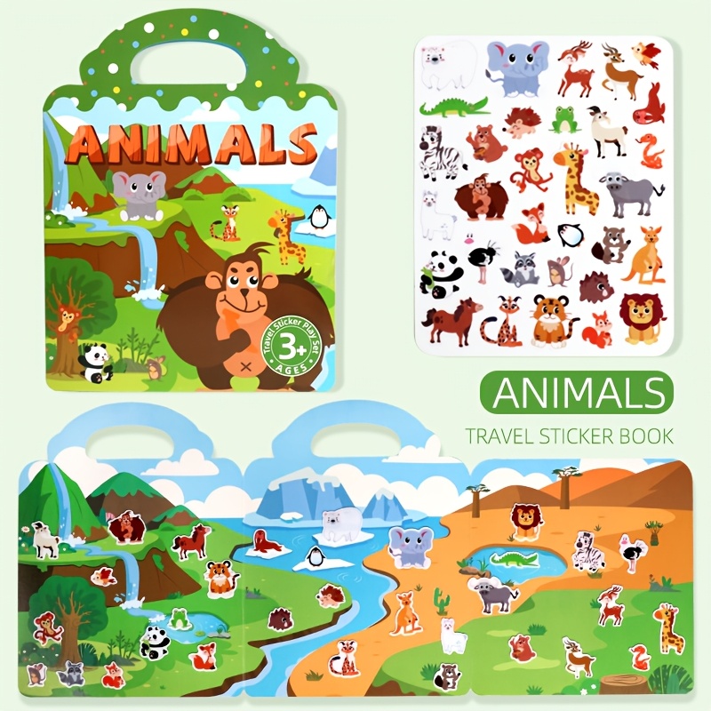 TEMU Libros de pegatinas de gelatina reutilizables, pegatinas creativas de dibujos animados de múltiples , libro de pegatinas portátil y silencioso