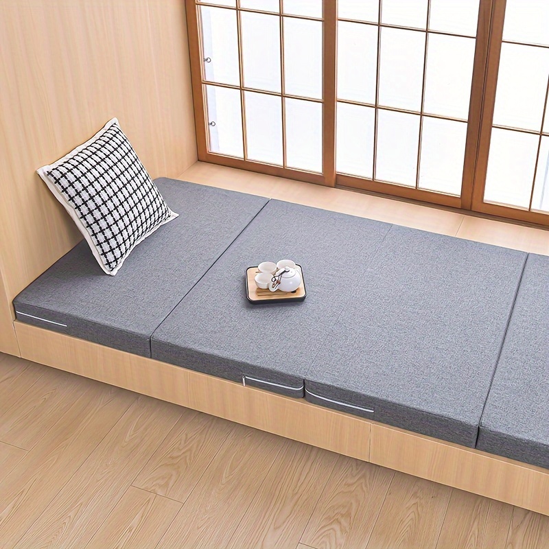 2pcs four fold memory foam mattress 1 mattress 1 mattress cover japanese style tatami folding sponge mattress with collapsible and washable cover travel and guest mat light grey