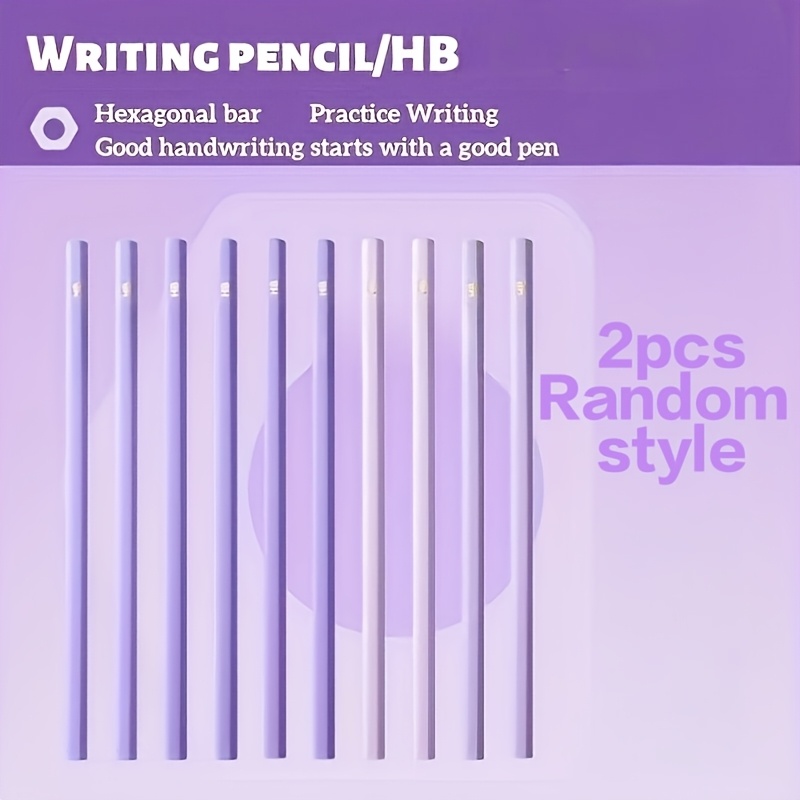 TEMU Purple Hexagonal Hb Pencils, Corrects Grip Posture, Universal For Drawing, Sketching, And Drafting, Non-toxic Solid Wood, Thickened Lead Core
