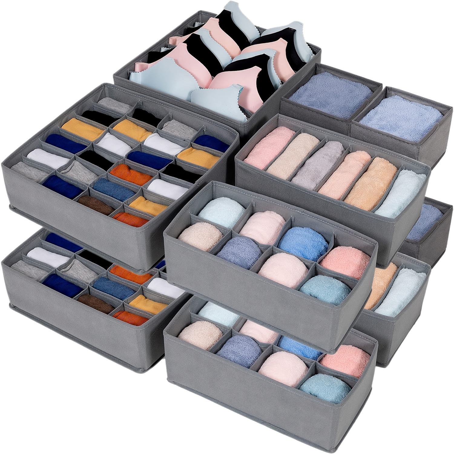 16pcs Multi-Compartment Fabric Drawer Organizer Set
