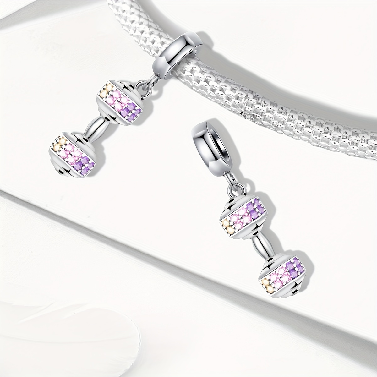 Silver Plated Dumbbell DIY Accessory Pendant Set