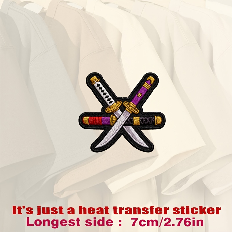 TEMU 1 pz, Adesivo Termoadesivo con Design a "X" con Spade Colorate e Dettagliate in , Viola e Colori. per Tessuti come Vestiti, , Borse di Tela,