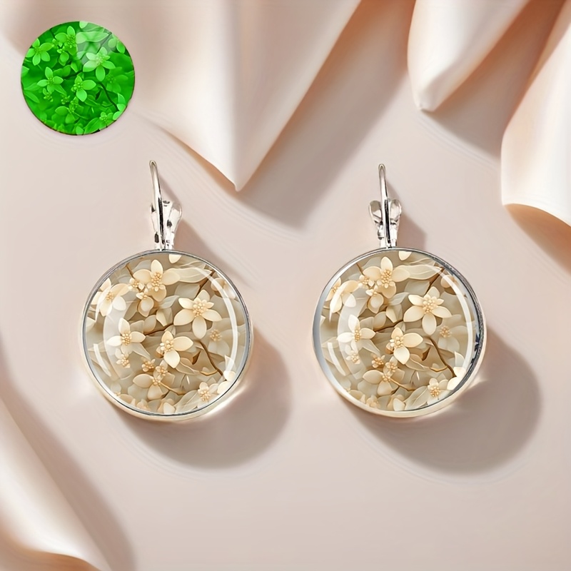 TEMU Floral Vine Earrings, Fluorescent And Luminous Styles, Alloy Material With Glass Inlay, A Fashionable Gift For Women, Daily Wear Accessories