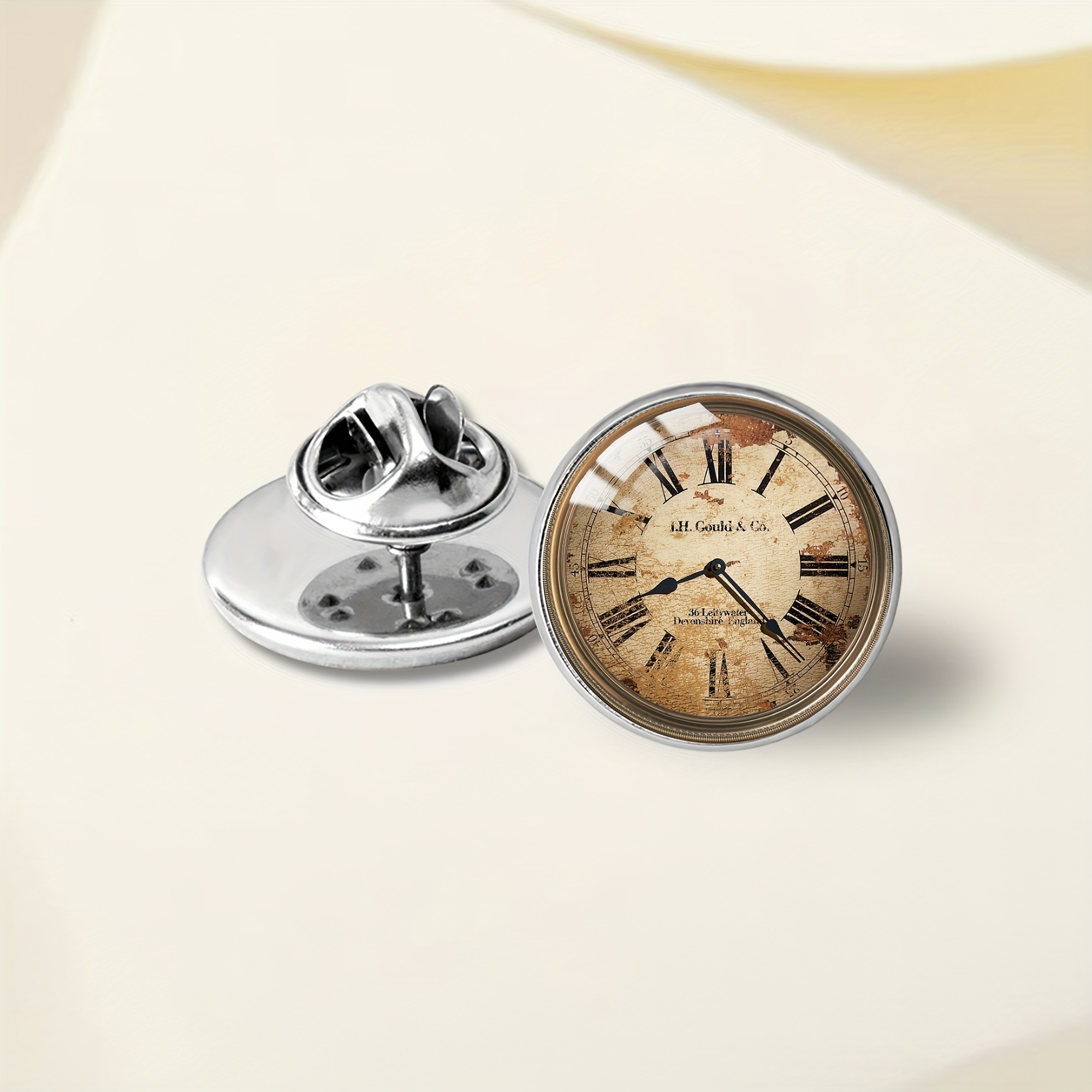 TEMU 1pc Nostalgic Clock Pattern Steel Brooch, Retro Men's And Women' Holiday Wear Jewelry Brooch, Christmas Gift