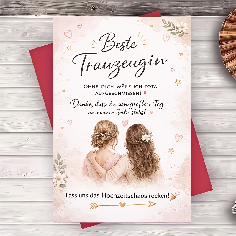 E-shop Eine Dankeskarte für die Trauzeugenfrau mit einem eleganten Blumendesign, zum Feiern der Freundschaft der Braut mit ihrer besten Freundin und