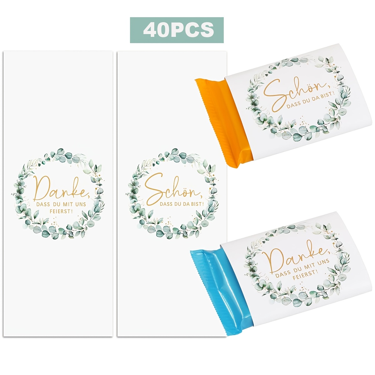 E-shop 40 -Sticker (keine Schokolade), 20 " You !" und 20 " Sie mit uns gefeiert haben!", zum Dekorieren von -Geschenken für Hochzeiten, Kommunionen,