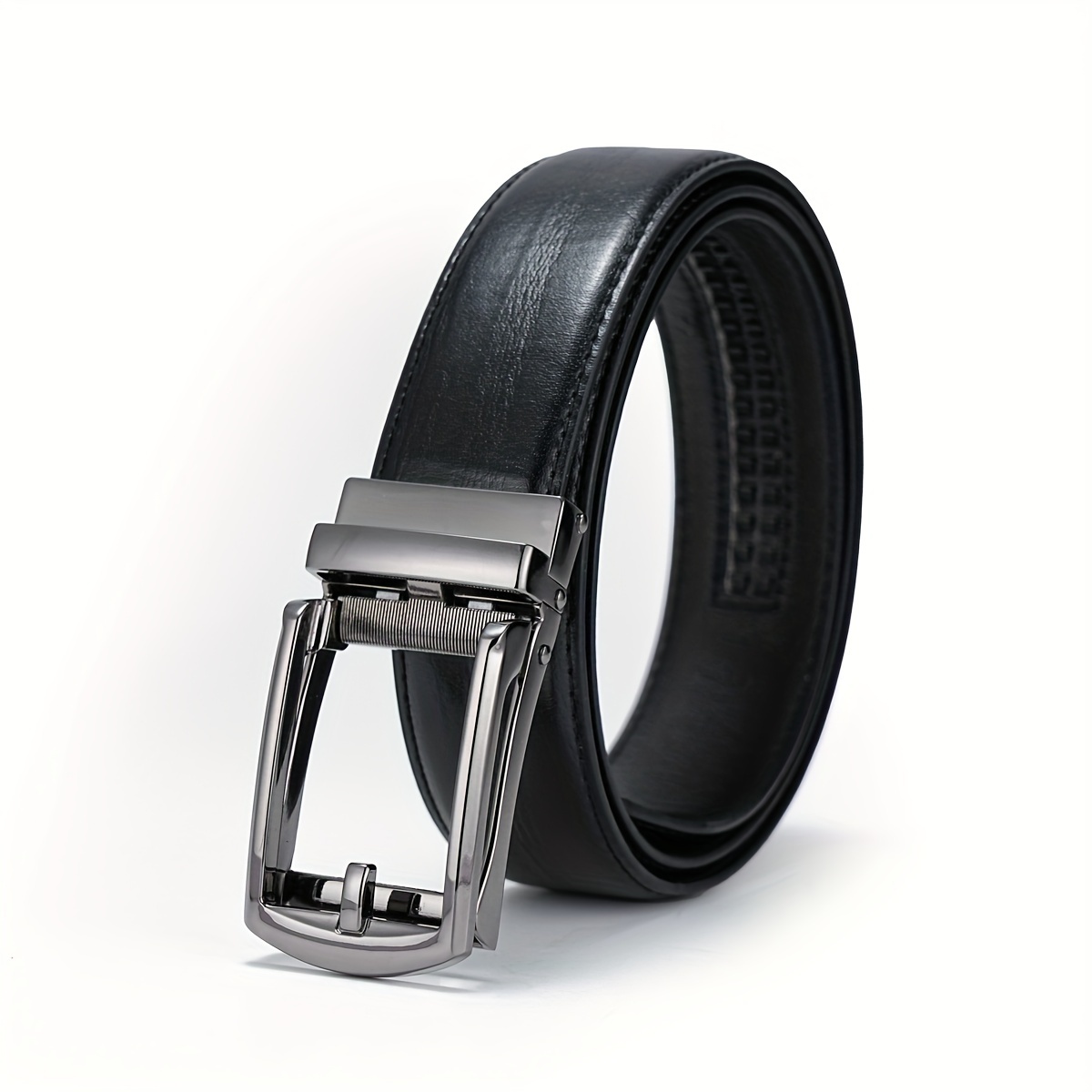 Mens Black Pattern Pu Leather Belt Accessories Save Money - Temu