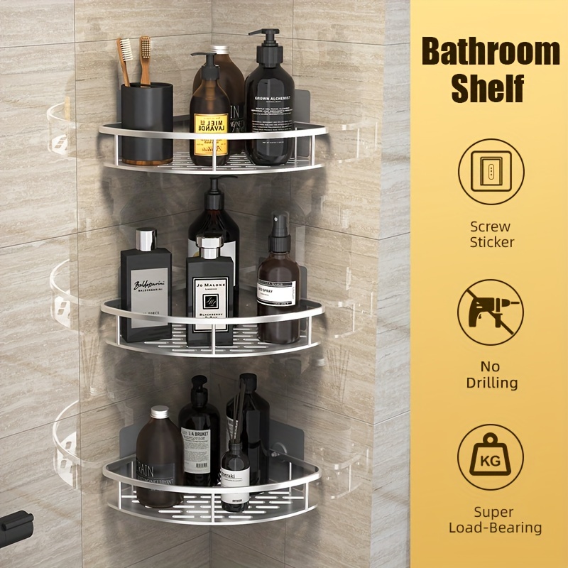 

2pcs Bathroom Storage Rack, Corner Shower Shelves, Shampoo Soap Holder For Shower Wall, Bathroom Caddy Organizer, Shower Caddy Basket, Bathroom Accessories, Bathroom Storage And Organization