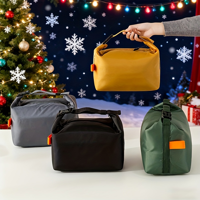 faltbare lunchtasche, große öffnung für einfachen zugriff,   für arbeit, schule, reisen, camping - tasche für nicht-lebende lebensmittel, essentieller picknick-organizer, retro-design, stabiler griff, speziell für büroangestellte (gelb, grün, grau)