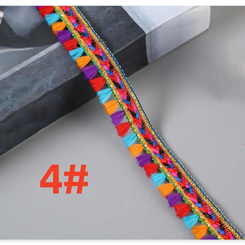 Image of 3 Yards Multicolor Polyester Lace Scalloped Trim Tassel Lace For Sewing Clothing Bag Edging Lace Trim