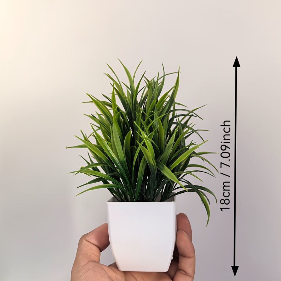 Mini Artificial Potted Plant With Base - Perfect For Home, Office, Farmhouse & Bathroom Decor - Includes Pot, 7.09in, Tabletop Decor
