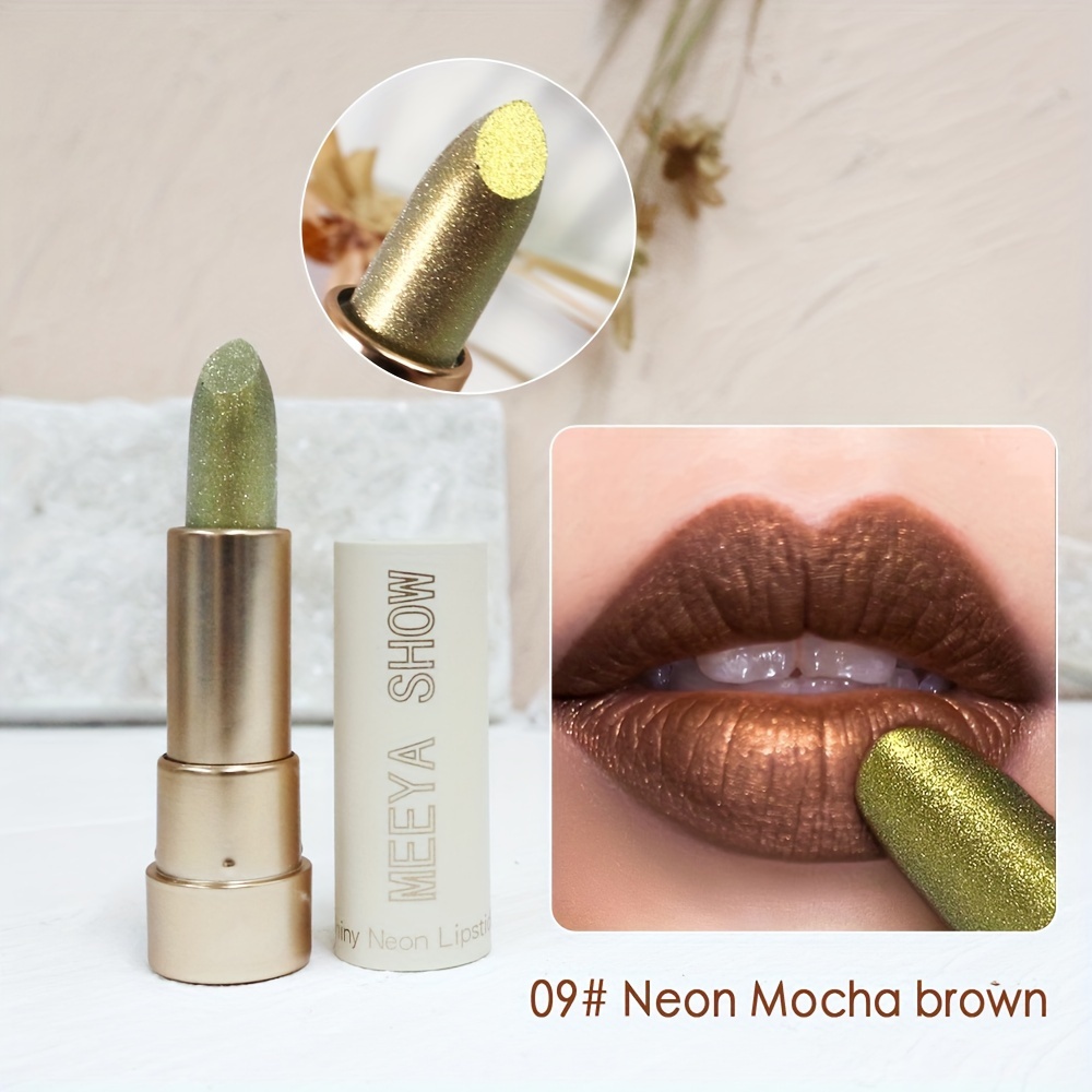 Image of Gilded Pearlescent Lipstick, Metallic Golden-brown With Glitter, Shimmering And Sparkling Lipstick For Parties And Cosplay