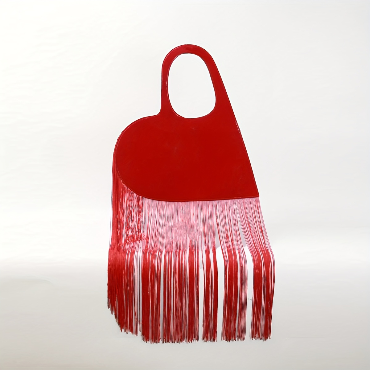 CAMSSOO Women'S Large Heart-Shaped Faux Leather Tote with Ultra-Long Fringe Detail - Stylish Shoulder Hand for Parties, Gatherings & Fashion Events, Fixed Strap Design, Party Hand | Unique | Glossy