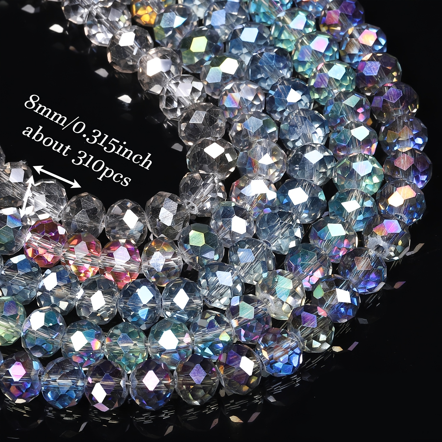 6 8mm 5strand Austria Plated Transparent Glass Ball Loose Spacer Beads For Valentine's Day Necklace Bracelet Making Additions