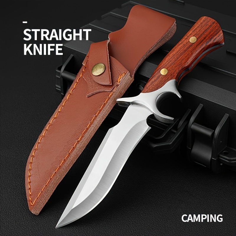 

9.8 In Outdoor Camping Straight Knife, Powder Steel, With Knife Cover, Jungle Explorer Knife, High Hardness Fruit Knife, Handle Meat Knife, Mountaineering Fishing Knife