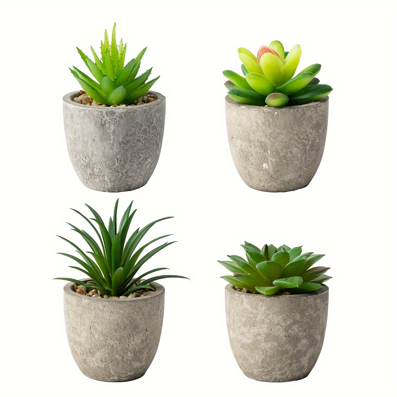 

1pc Mini Artificial Assorted Gray Pots - Ultra Realistic, Lifelike Greenery For Home, Office, Wedding Decor | No Battery Needed, Plastic Material, Potted Artificial Plants For Home Decor