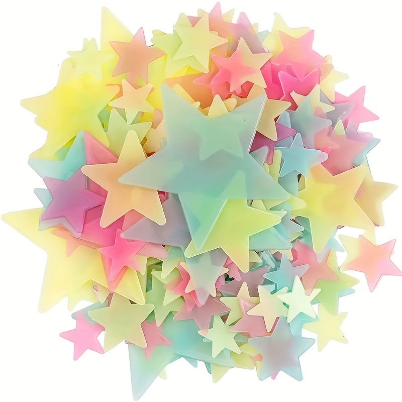

100pcs Glow In The Dark Stars, Fluorescent Wall & Ceiling Star Stickers, Make Bedrooms Twinkle Like The Night Sky, Bedroom Decorations, Home Decor