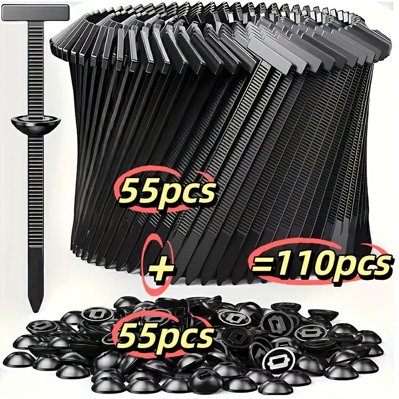 TEMU 400/200/110pcs Heavy-duty Self-locking Cable Ties With Black Plastic Zip Ties - Uv Resistant, High-strength Nylon Locking Mechanism, Organizing