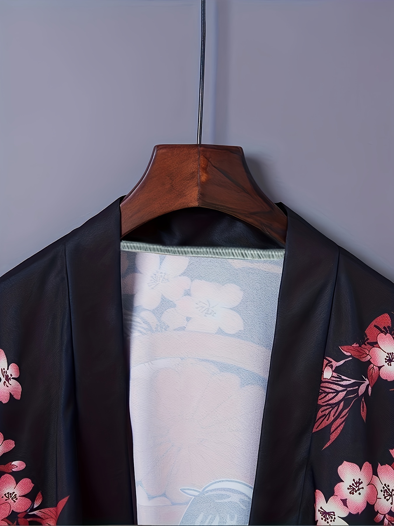 flower fish print kimono style jacket