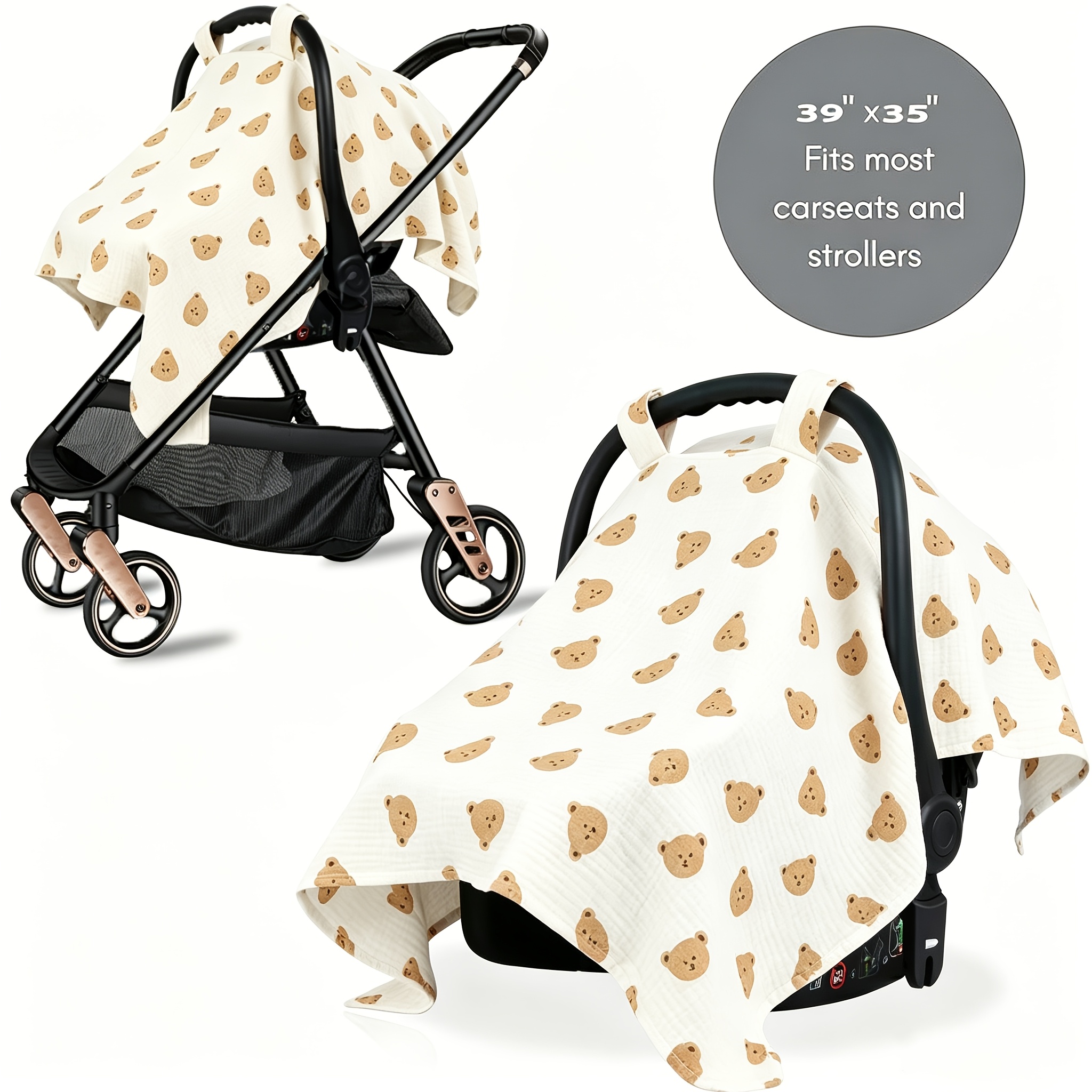 Image of 1pc Baby Bassinet Seat Cover, Windproof Dustproof -proof Bassinet Hood, Full Coverage Stroller Sunshade, Compatible With Most Car Seats And Strollers, Suitable For Infant Outdoor Travel