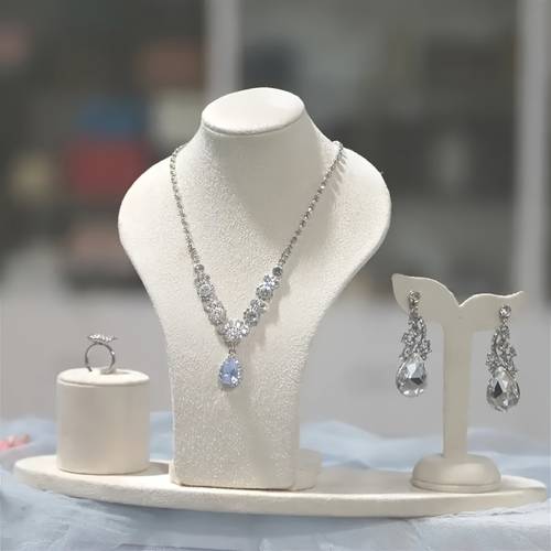 1 set display stand with velvet mannequin neck support suitable for necklaces earrings and rings and jewelry display stand modern jewelry rack velvet jewelry tower