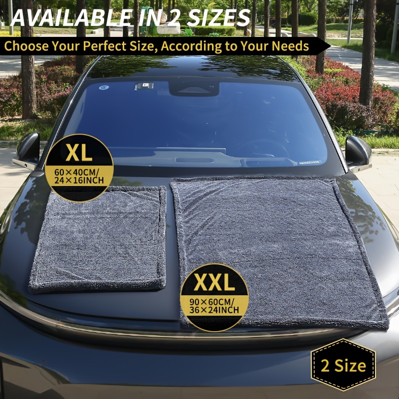 XXL Microfiber Car Drying Towel - Ultra Compact, High Absorbency, 1400 GSM, Twisted Loop Design, Double-Sided, Streak-Free Detailing - 1pc