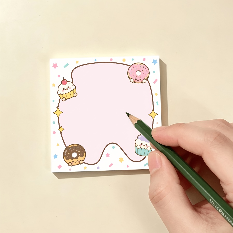 TEMU Cute Donut And Cupcake Dessert Memo Pad, Kawaii Sweet Treat Aesthetic Desk Notepad With Pastel Sprinkles , Colorful Food Theme Stationery For