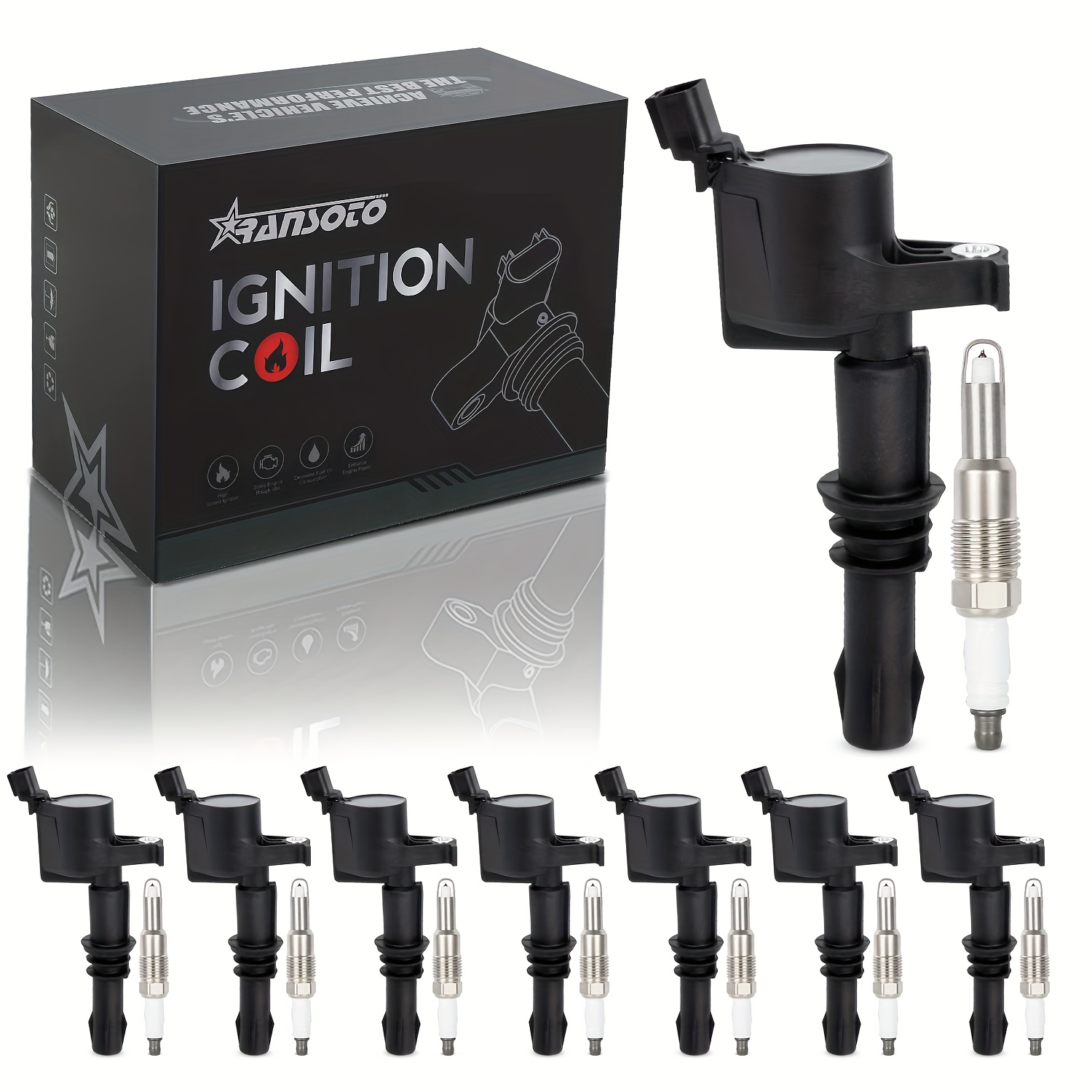 

Ransoto Dg511 Ignition Coil Pack With Spark Plug Sp546 Sp515 Compatible With 5.4l Ford Expedition F-150 F-250 F-350 Super Duty Navigator Mark Lt
