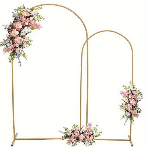 Set, Metal Arch Background Bracket, 70.9/78.7/86.6 Inch Golden Wedding Balloon Arch Stand Frame, Suitable For Birthday Parties, Brides, Anniversaries, Baby Shower Ceremony, Rustic Wedding Party Decorations Reusable Backdrop Arch