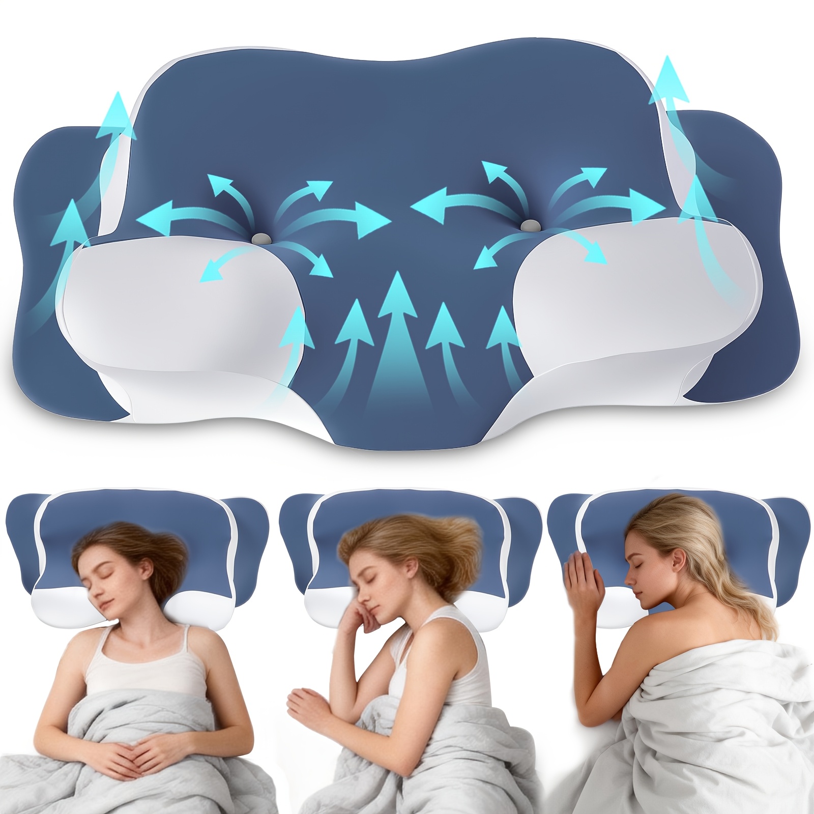 TEMU Cervical Neck Support Pillow, Ergonomic Contour Pillow For Neck And Shoulder, Home Bedroom Sleep Pillow, Slow Rebound Neck Pillow With Washable