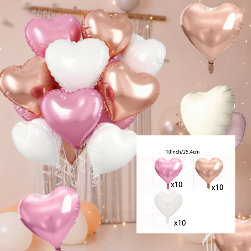 Image of Set Of 30 Balloons In Pink, Rose Golden, And , Ideal For Party Decorations, Suitable For Weddings, Birthdays, Anniversaries, Engagement Celebrations, And As A Backdrop For Photos